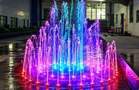 Colourful illuminated fountain from the Megatech Ventures company profile